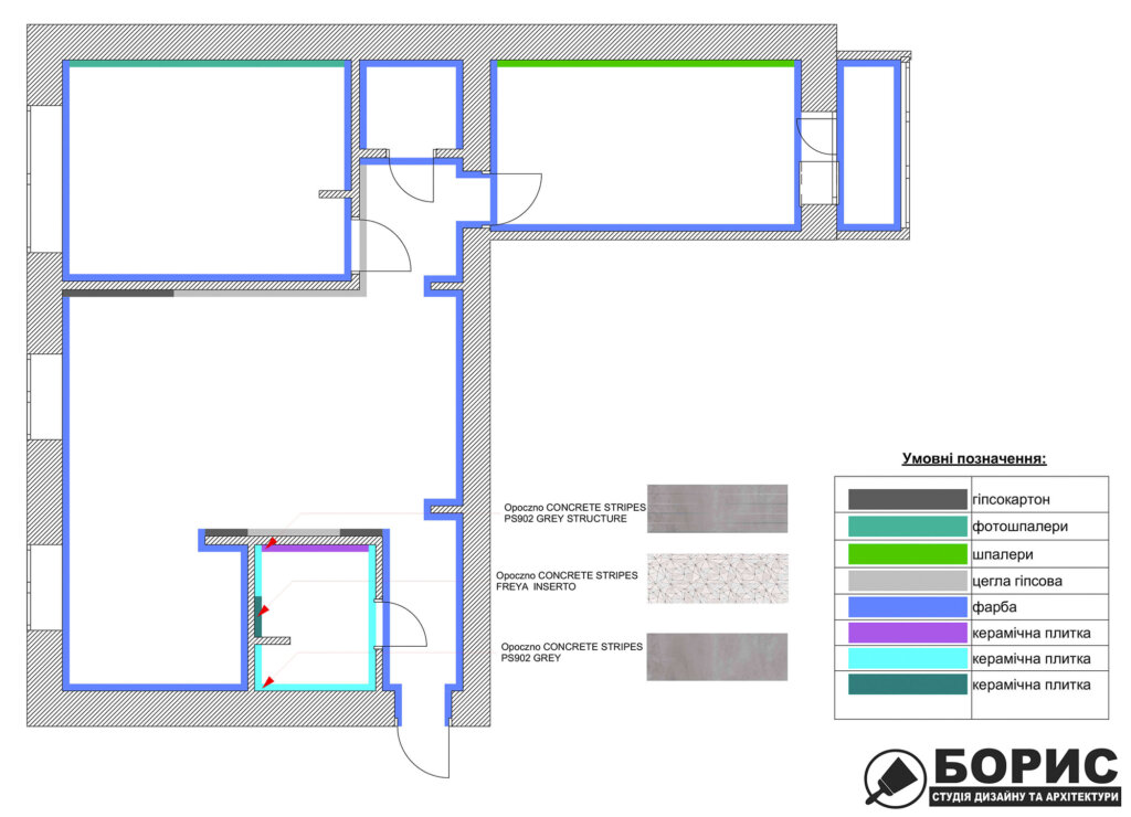 Дизайн интерьера квартиры ул. Юрия Паращука, чертеж покрытие