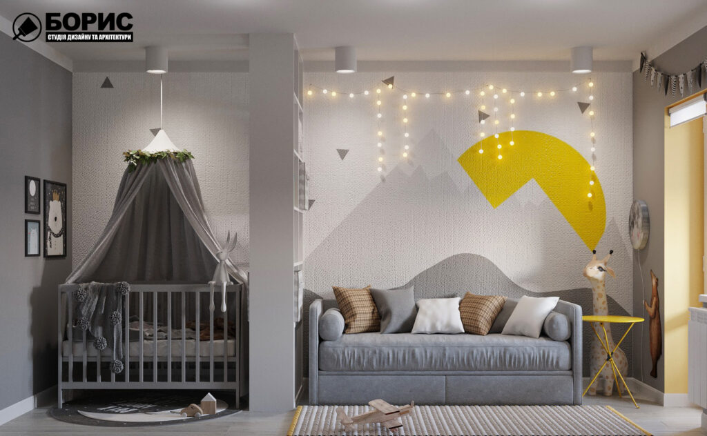 Дизайн интерьера квартиры ул. Юрия Паращука, детская вид слева