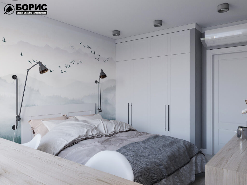 Дизайн интерьера квартиры ул. Юрия Паращука, спальня вид справа