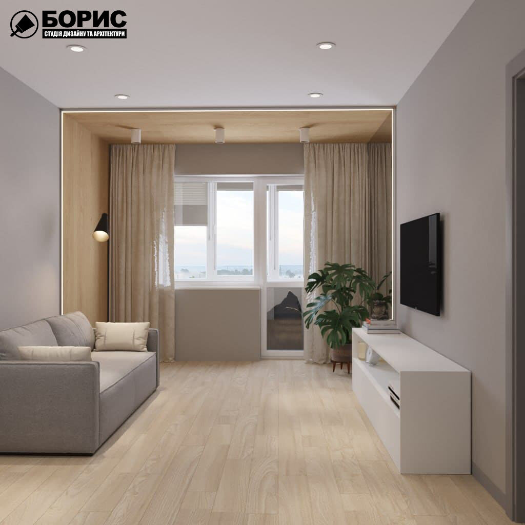 Дизайн-проект трехкомнатной квартиры по адресу: ул. Клочковская, 201-а, гостиная вид справа