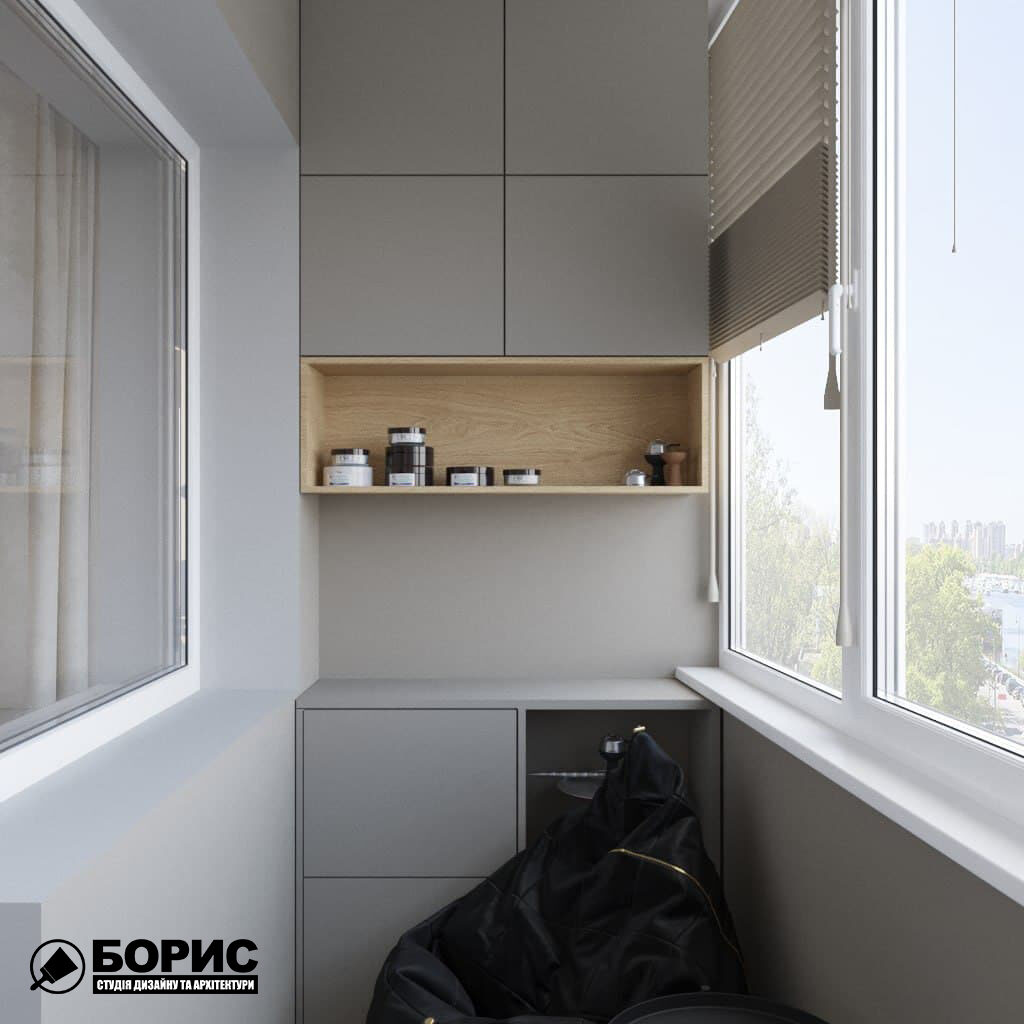 Дизайн-проект трикімнатної квартири за адресою: вул. Клочківська, 201-а, балкон вид зліва