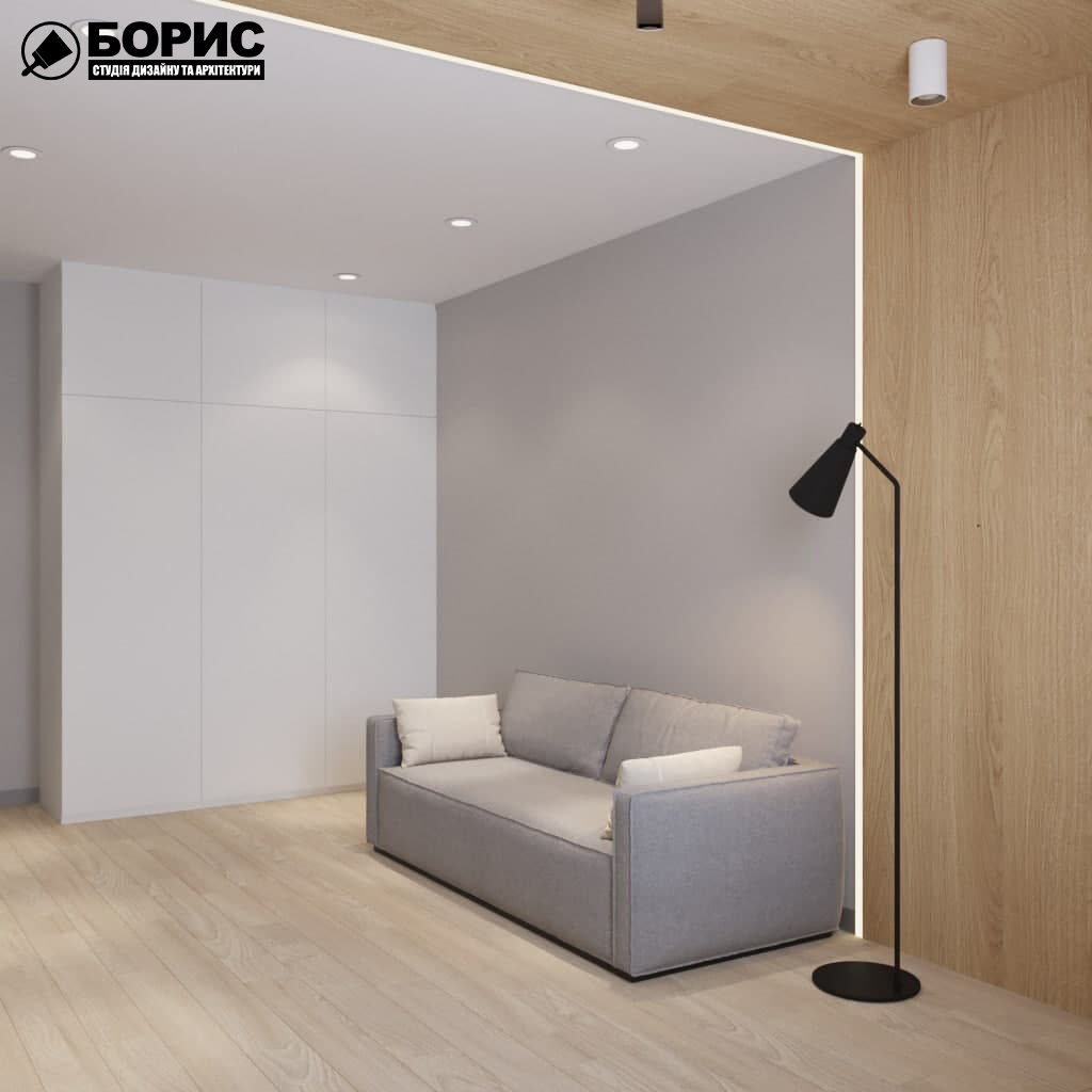 Дизайн-проект трехкомнатной квартиры по адресу: ул. Клочковская, 201-а, гостиная вид слева