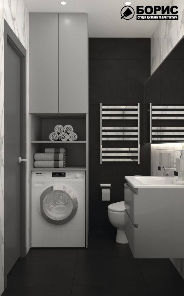 Дизайн-проект трехкомнатной квартиры по адресу: ул. Клочковская, 201-а, санузел вид слева