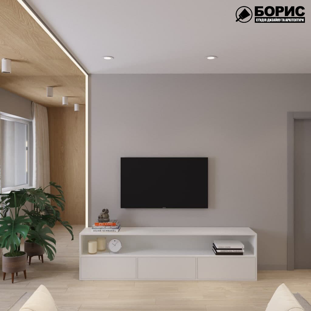 Дизайн-проект трехкомнатной квартиры по адресу: ул. Клочковская, 201-а, гостиная вид сзади