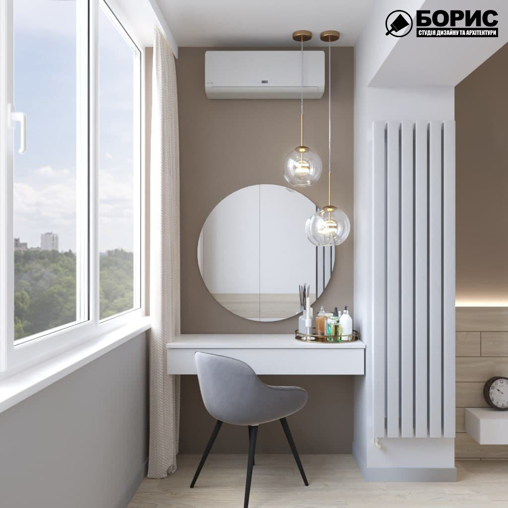 Дизайн-проект трехкомнатной квартиры по адресу: ул. Клочковская, 201-а, лоджия вид справа