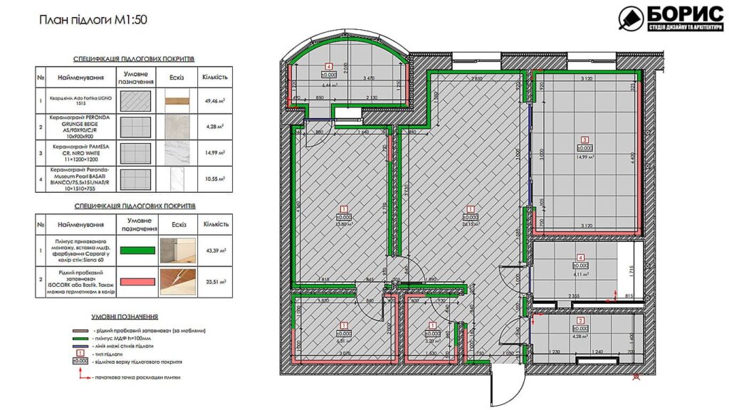 Дизайн интерьера квартиры ЖК "Инфинити", план пола