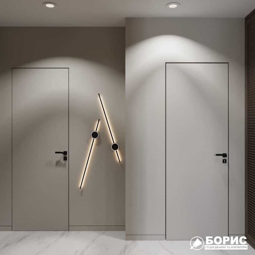 Дизайн-проект трикімнатної квартири ЖК "Віденський дім", коридор №1 вид зліва