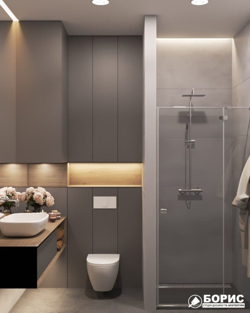 Дизайн-проект трикімнатної квартири ЖК "Віденський дім", санвузол №2 вид справа