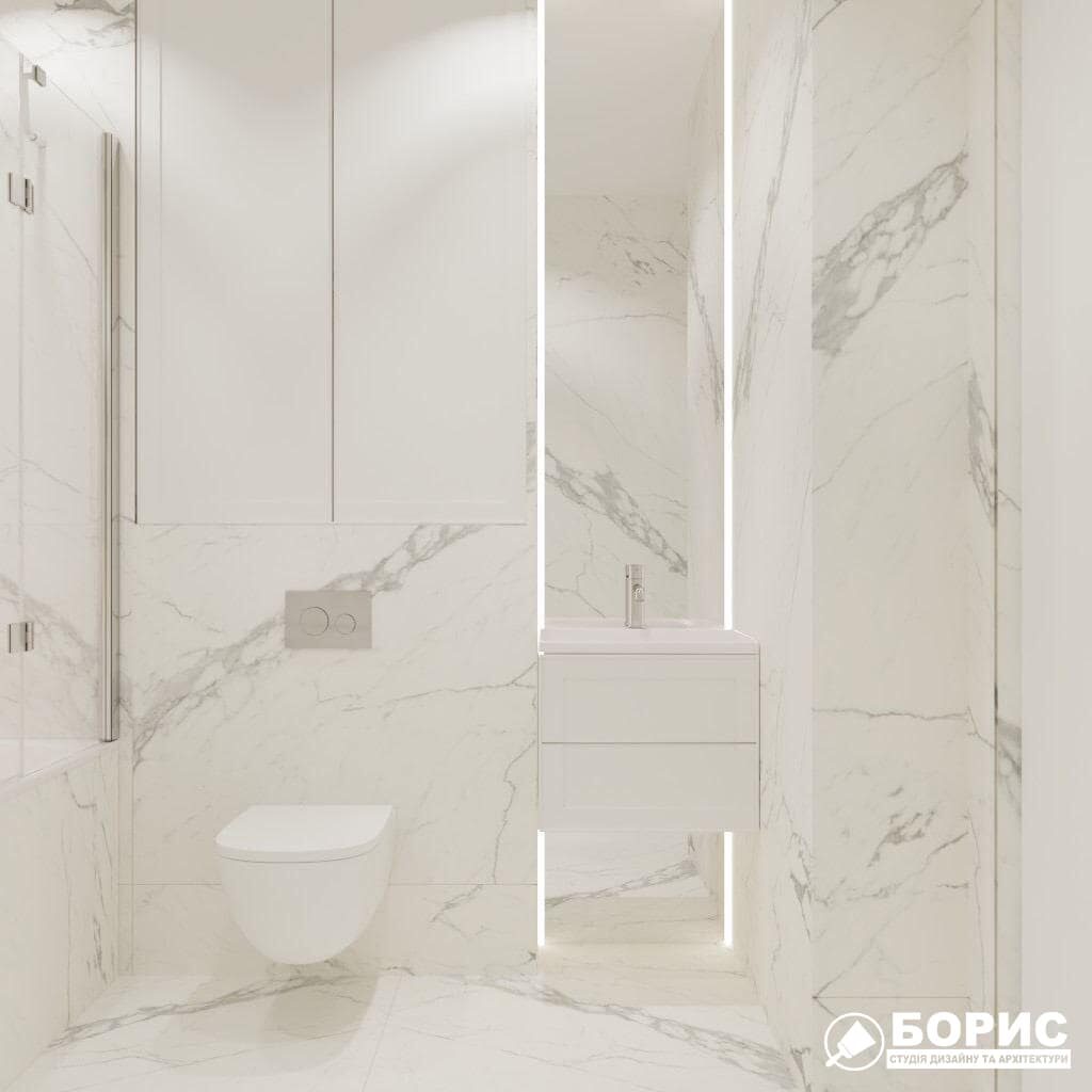 Дизайн-проект трикімнатної квартири ЖК "Віденський дім", санвузол №1 вид справа