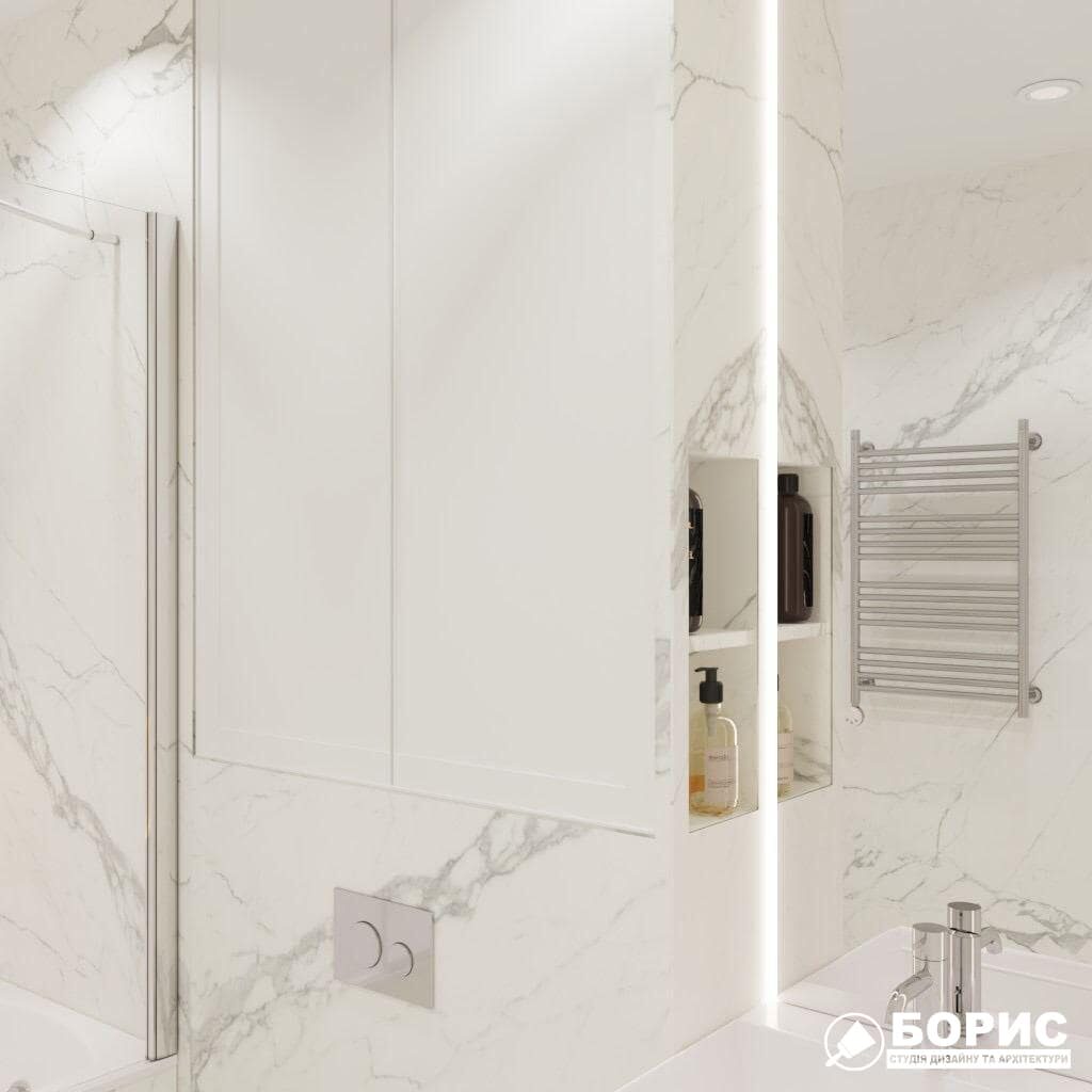 Дизайн-проект трикімнатної квартири ЖК "Віденський дім", санвузол №1 вид збоку