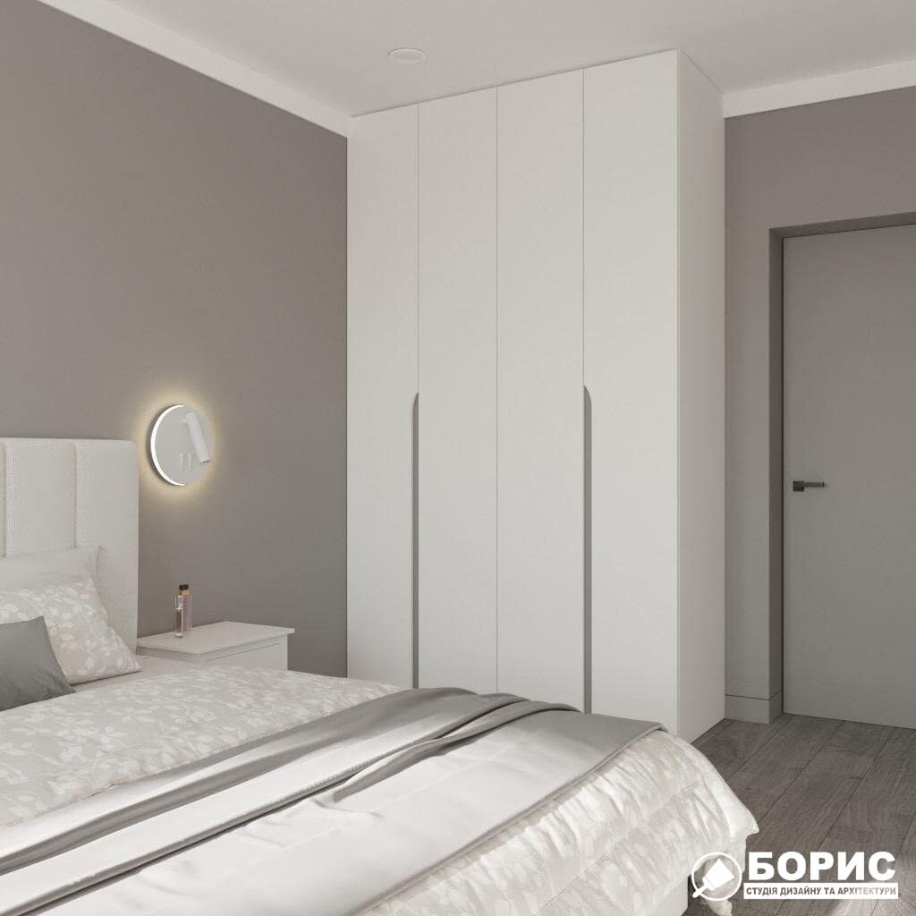 Дизайн-проект трикімнатної квартири ЖК "Віденський дім", спальня вид справа