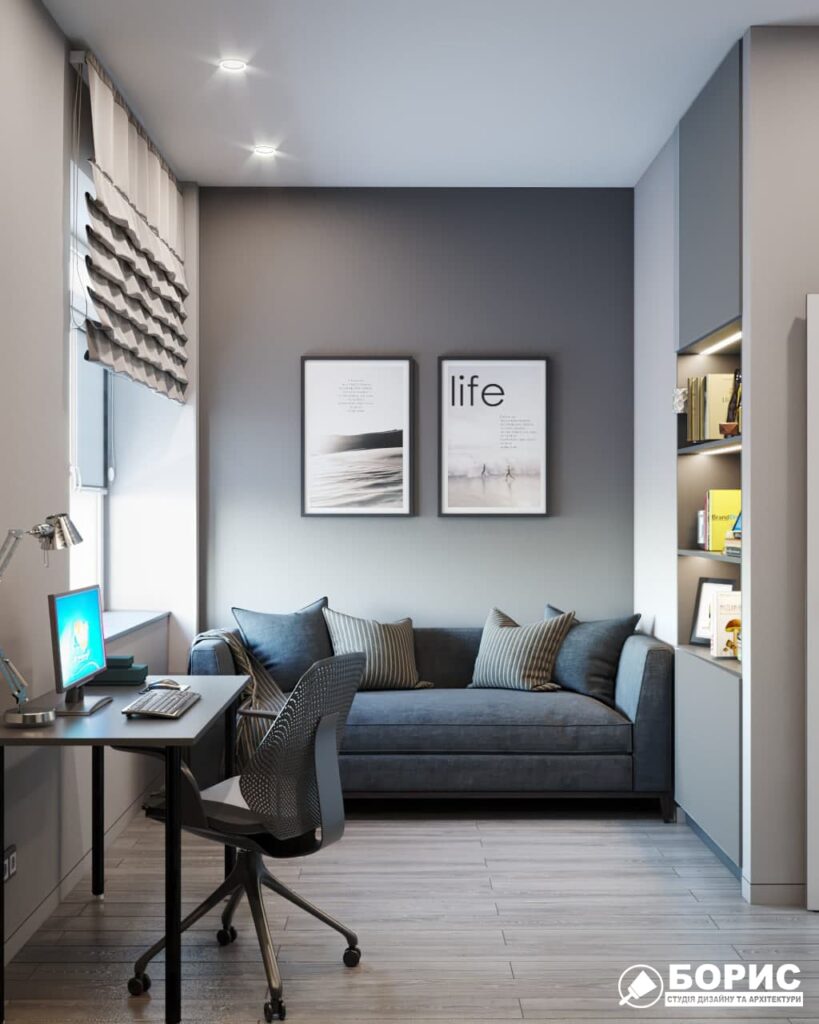 Дизайн-проект трикімнатної квартири ЖК "Віденський дім", кабінет вид справа