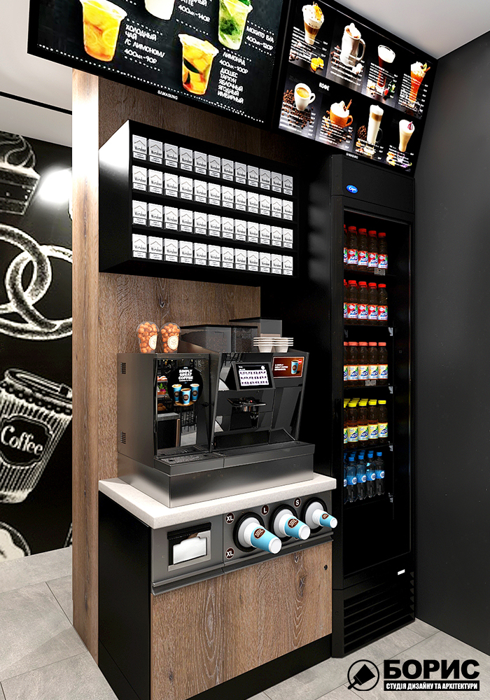 Дизайн-проект интерьера кафе, кофемашина