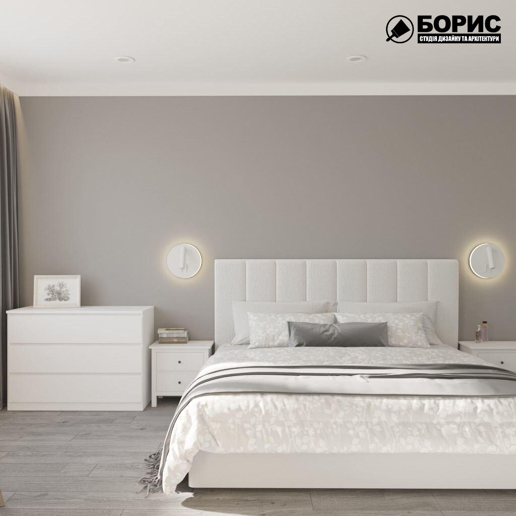 Дизайн-проект трехкомнатной квартиры ЖК "Венский дом", спальня вид спереди