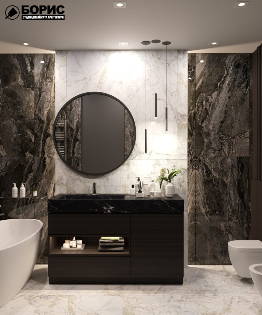 Дизайн-проект трикімнатної квартири ЖК "Інфініті", санвузол вид спереду