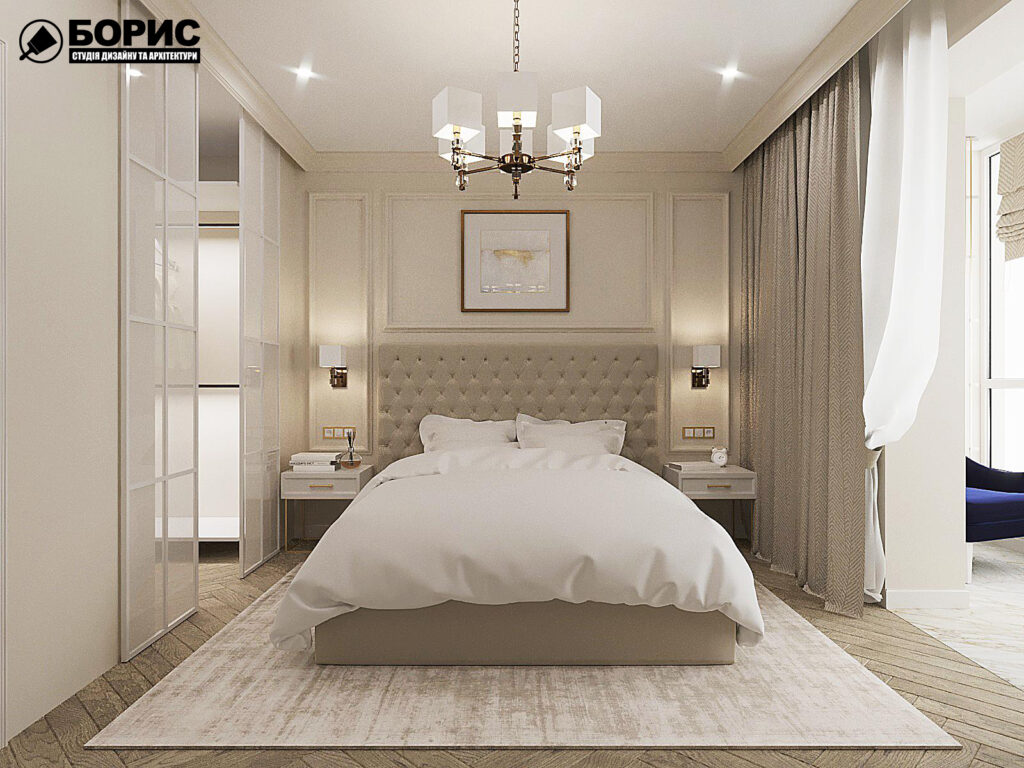 Дизайн-проект квартири ЖК "Німецький проект", спальня вид спереду