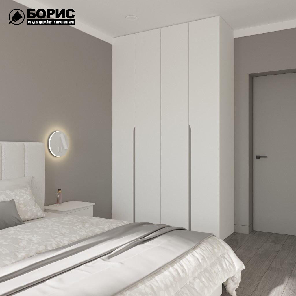 Дизайн-проект трехкомнатной квартиры ЖК "Венский дом", спальня вид справа