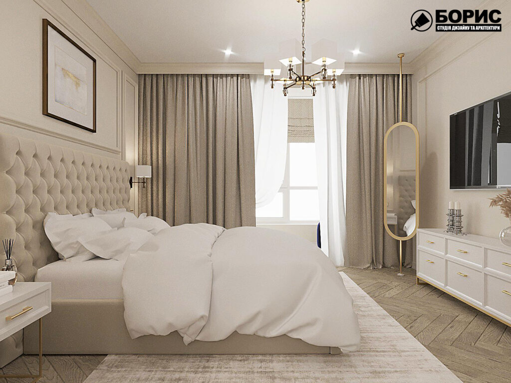 Дизайн-проект квартири ЖК "Німецький проект", спальня вид справа