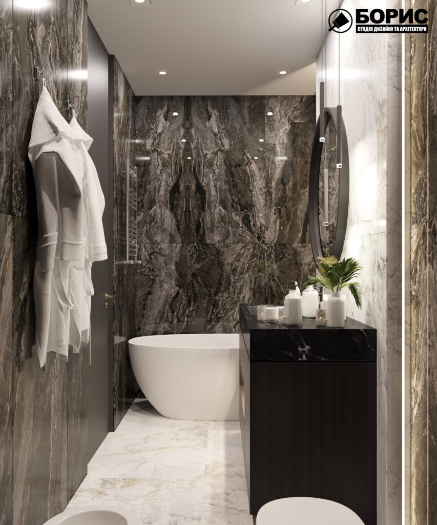 Дизайн-проект трикімнатної квартири ЖК "Інфініті", санвузол вид зліва