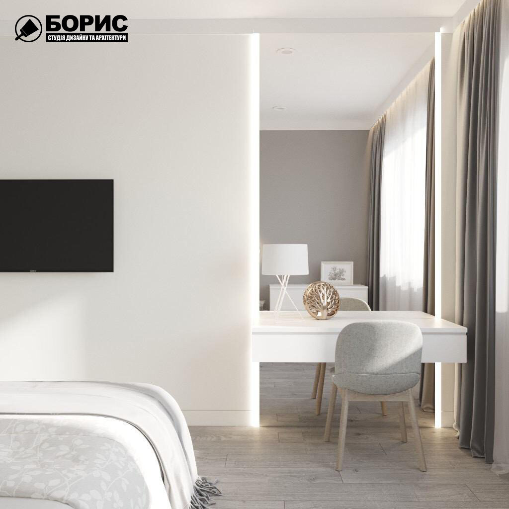 Дизайн-проект трехкомнатной квартиры ЖК "Венский дом", спальня туалетный столик