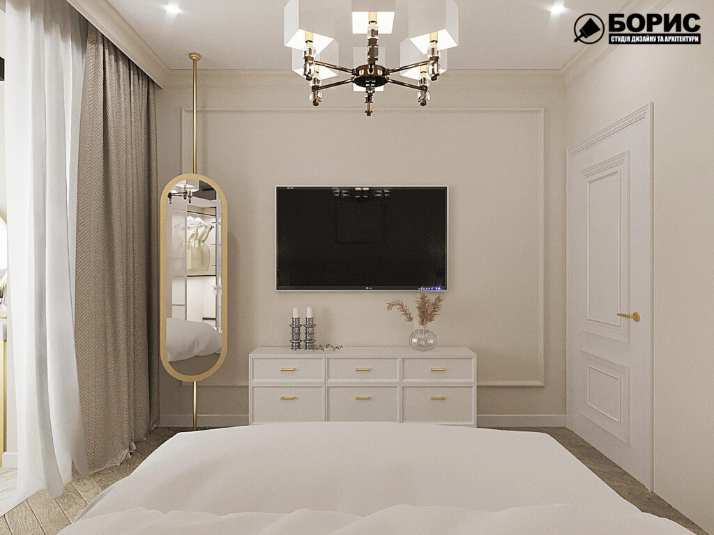 Дизайн-проект квартири ЖК "Німецький проект", спальня вид ззаду