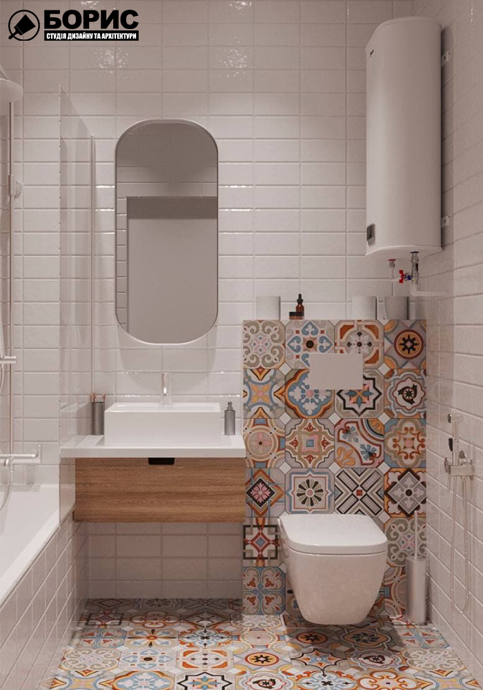 Дизайн-проект интерьера однокомнатной квартиры ЖК "Левада 2", санузел вид на зеркало