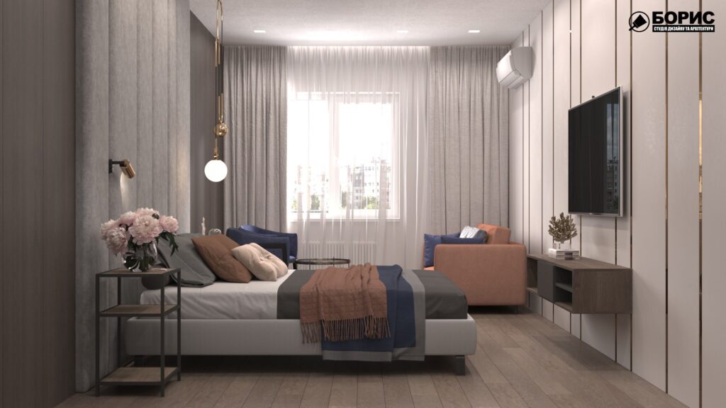Дизайн-проект гостиницы "CITY LIFE", комната №2 вид справа