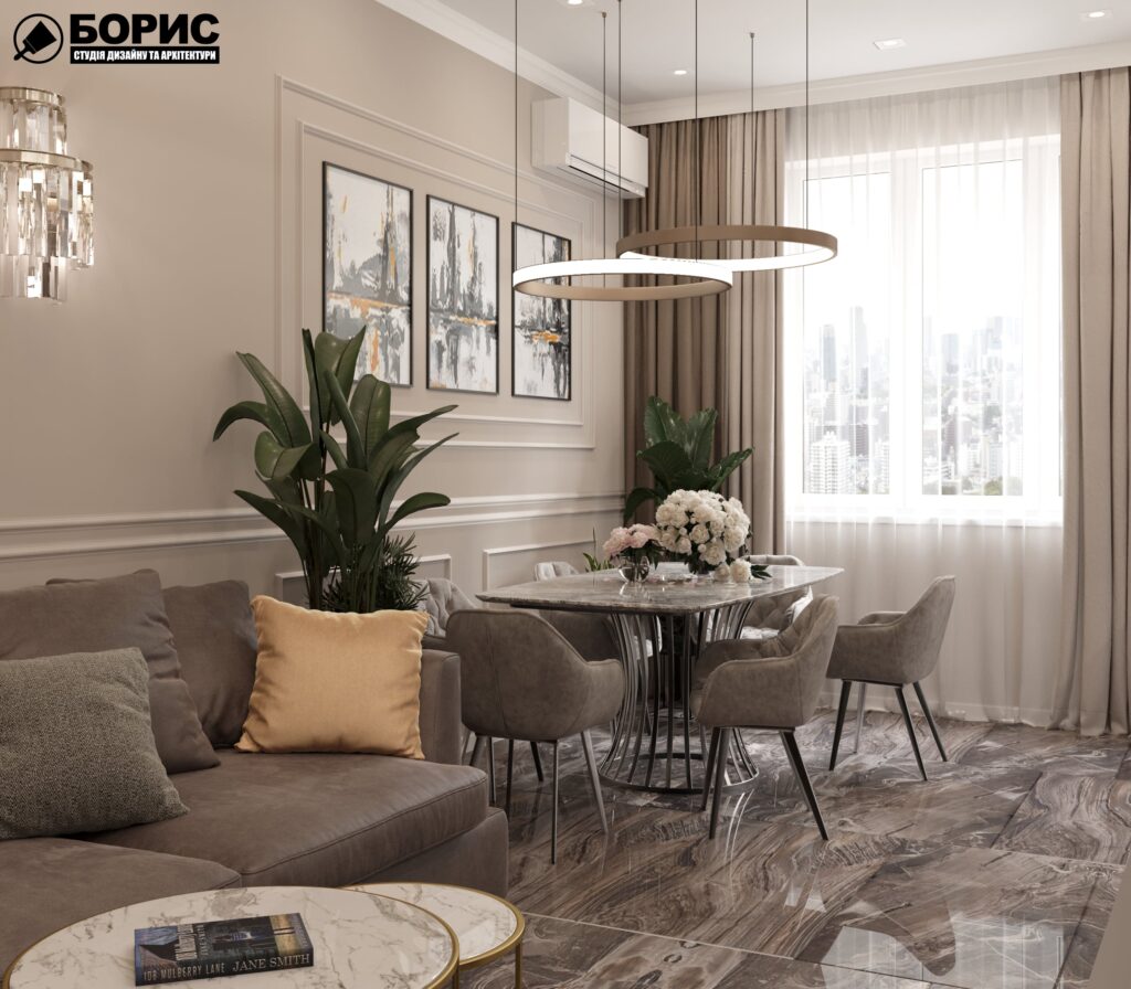 Дизайн-проект трёхкомнатной квартиры ЖК "Инфинити" кухня вид сзади