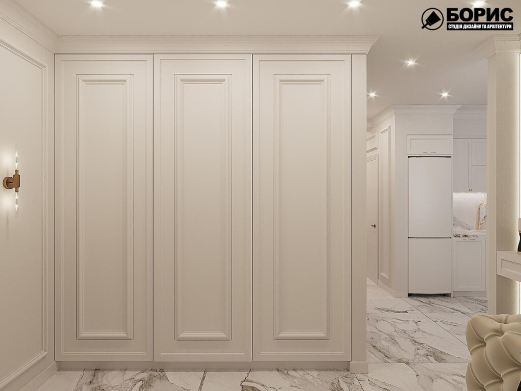 Дизайн-проект квартири ЖК "Німецький проект", передпокій вид спереду