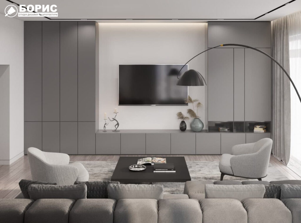 Дизайн-проект трехкомнатной квартиры ЖК "Венский дом", гостиная вид сзади