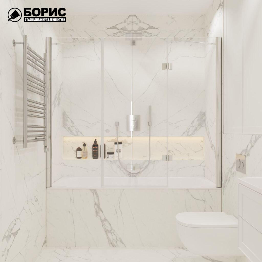 Дизайн-проект трехкомнатной квартиры ЖК "Венский дом", санузел №1 вид слева