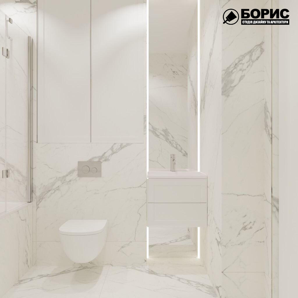 Дизайн-проект трехкомнатной квартиры ЖК "Венский дом", санузел №1 вид спереди