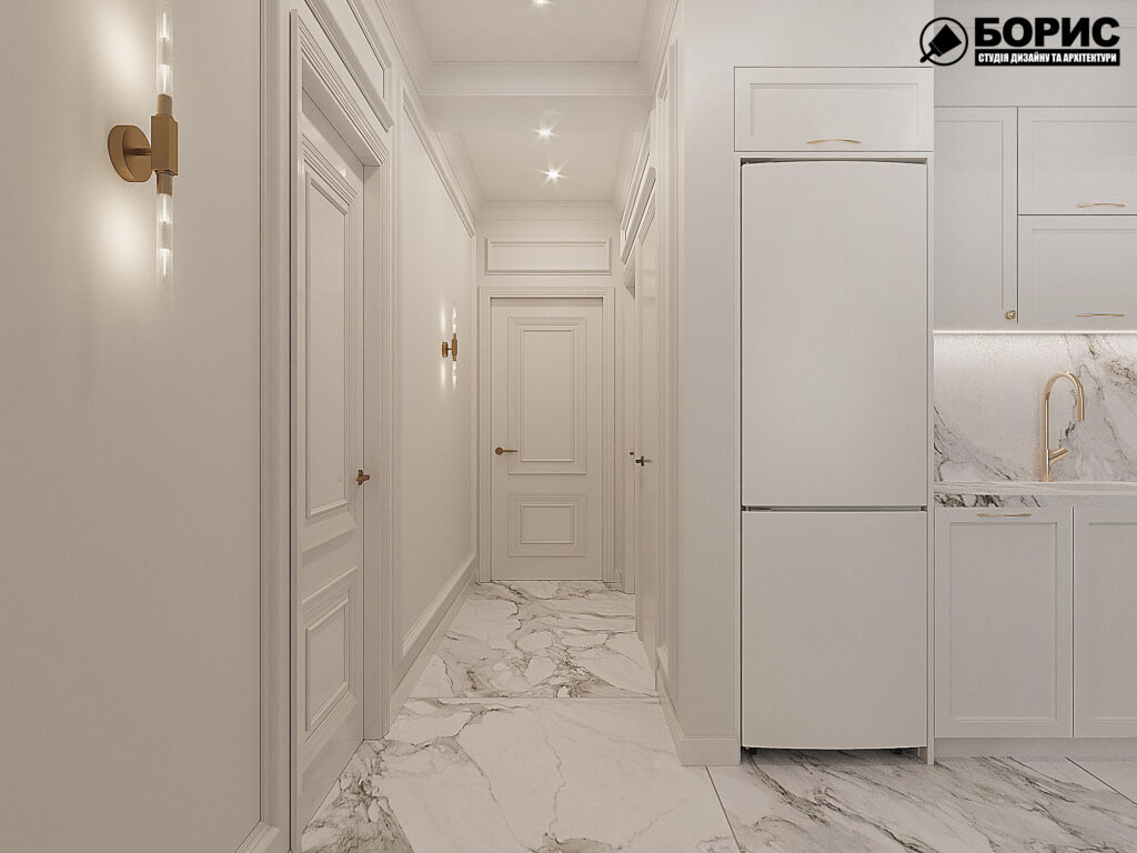 Дизайн-проект квартири ЖК "Німецький проект", коридор вид ззаду