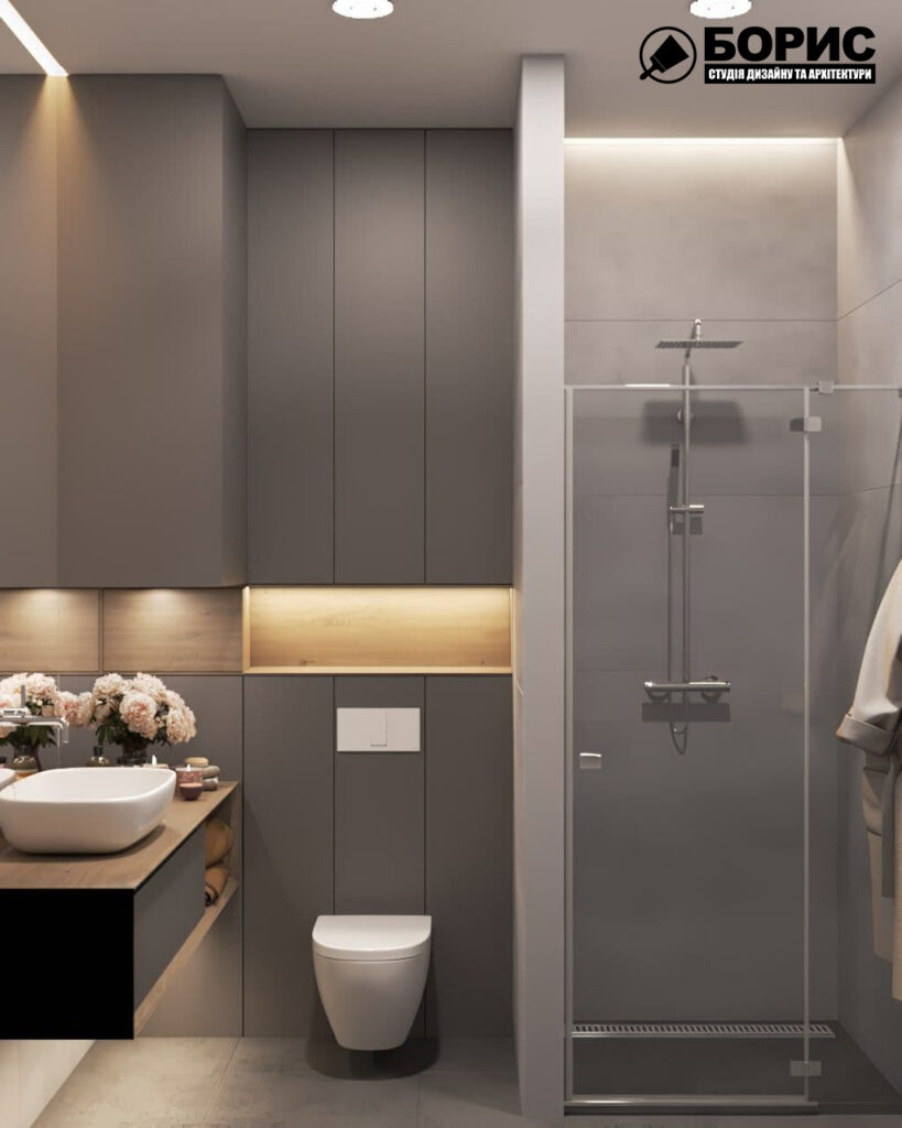 Дизайн-проект трехкомнатной квартиры ЖК "Венский дом", санузел №2 вид справа