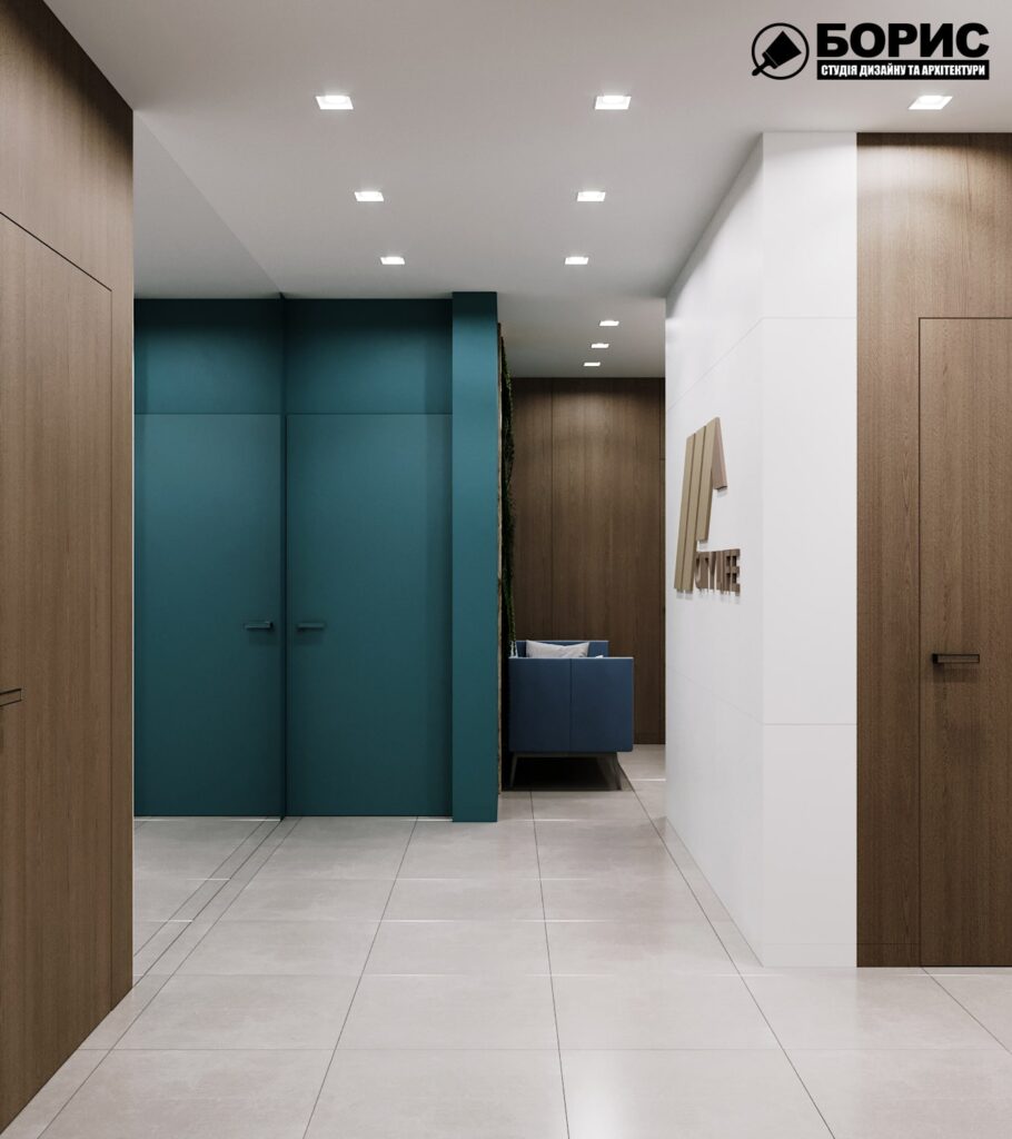 Дизайн-проект гостиницы "CITY LIFE", вид с коридора