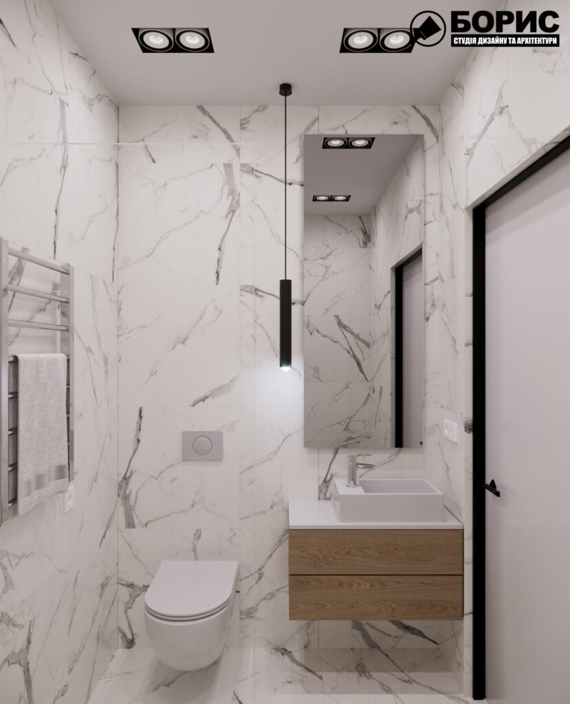 Дизайн-проект гостиницы "CITY LIFE", санузел №2 вид спереди