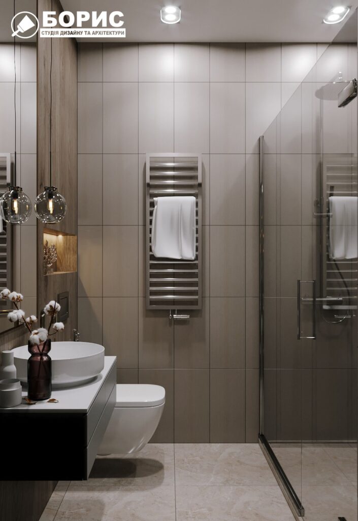 Дизайн-проект гостиницы "CITY LIFE", санузел №3 вид сбоку