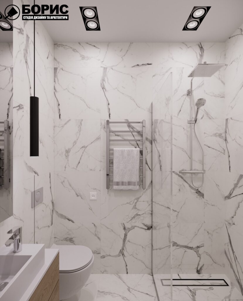 Дизайн-проект гостиницы "CITY LIFE", санузел №4 вид сбоку