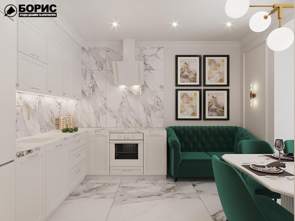 Дизайн-проект квартири ЖК "Німецький проект", кухня вид справа