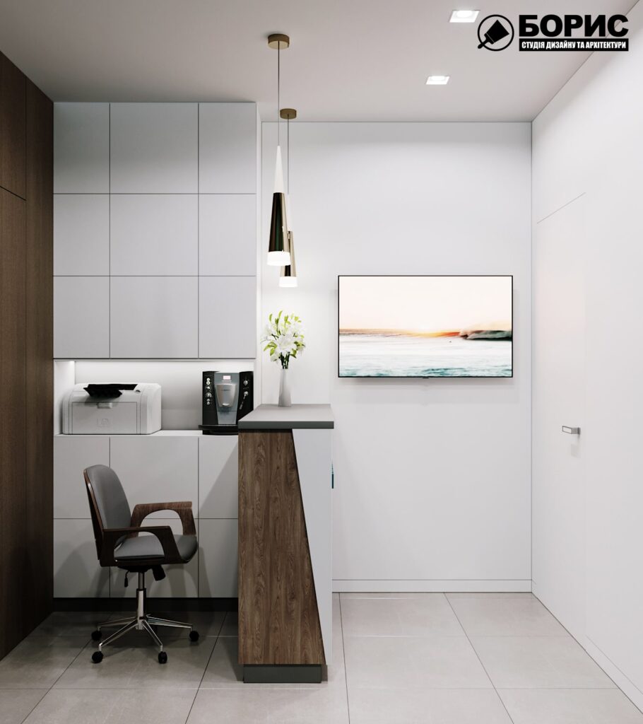 Дизайн-проект гостиницы "CITY LIFE", ресепшен вид справа