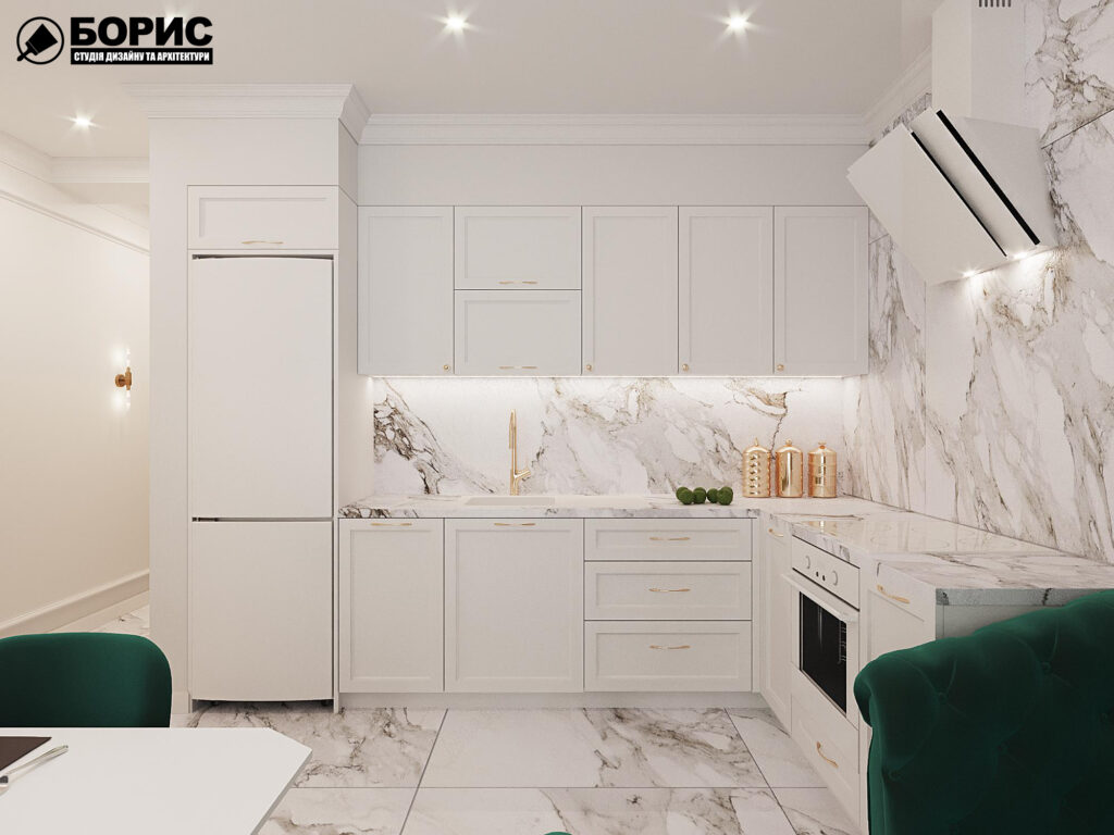 Дизайн-проект квартири ЖК "Німецький проект", кухня вид спереду