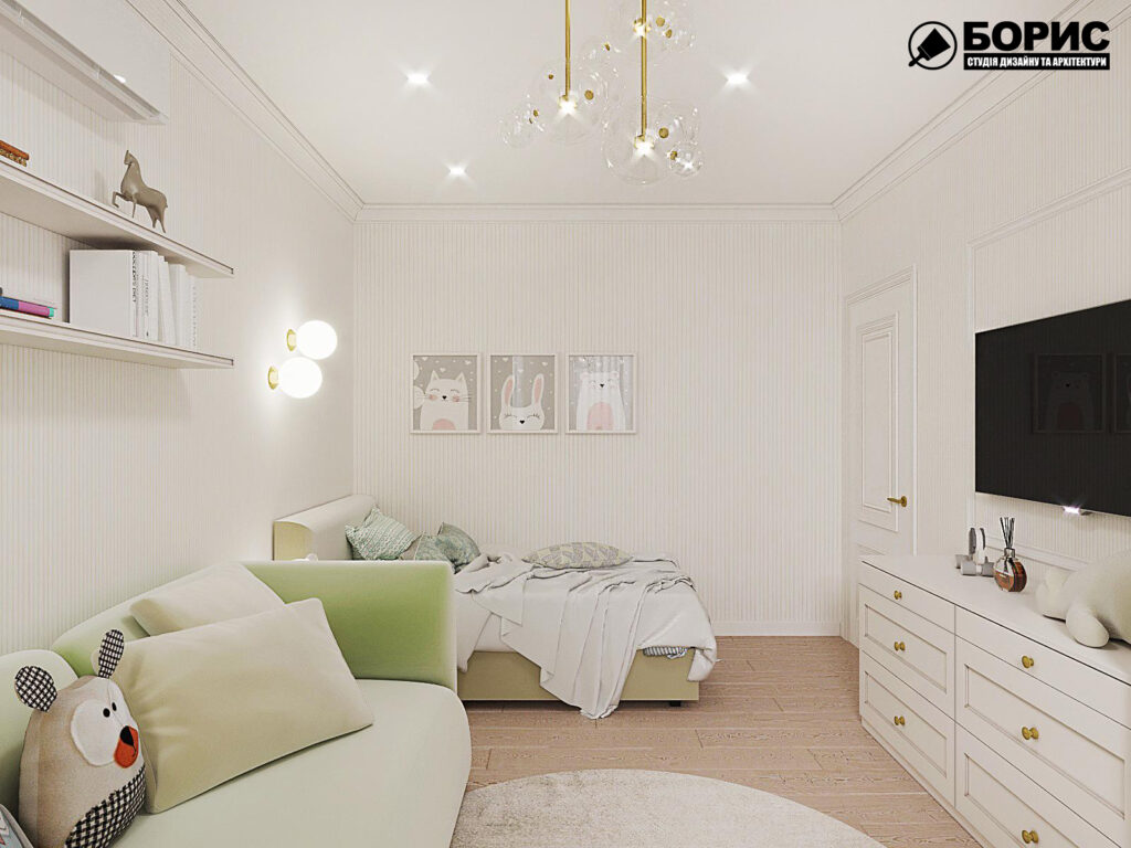 Дизайн-проект квартири ЖК "Німецький проект", дитяча кімната вид справа