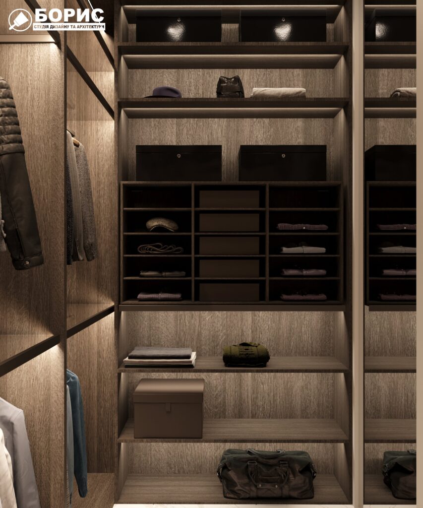 Дизайн-проект трикімнатної квартири ЖК "Інфініті", гардеробна вид справа