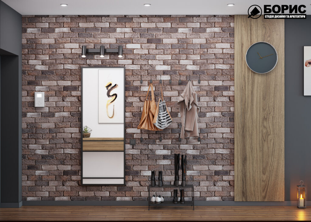 Дизайн интерьера квартиры-студии, прихожая вид слева