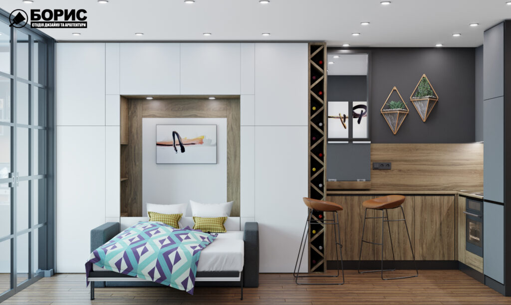 Дизайн інтер'єру квартири-студії, спальня