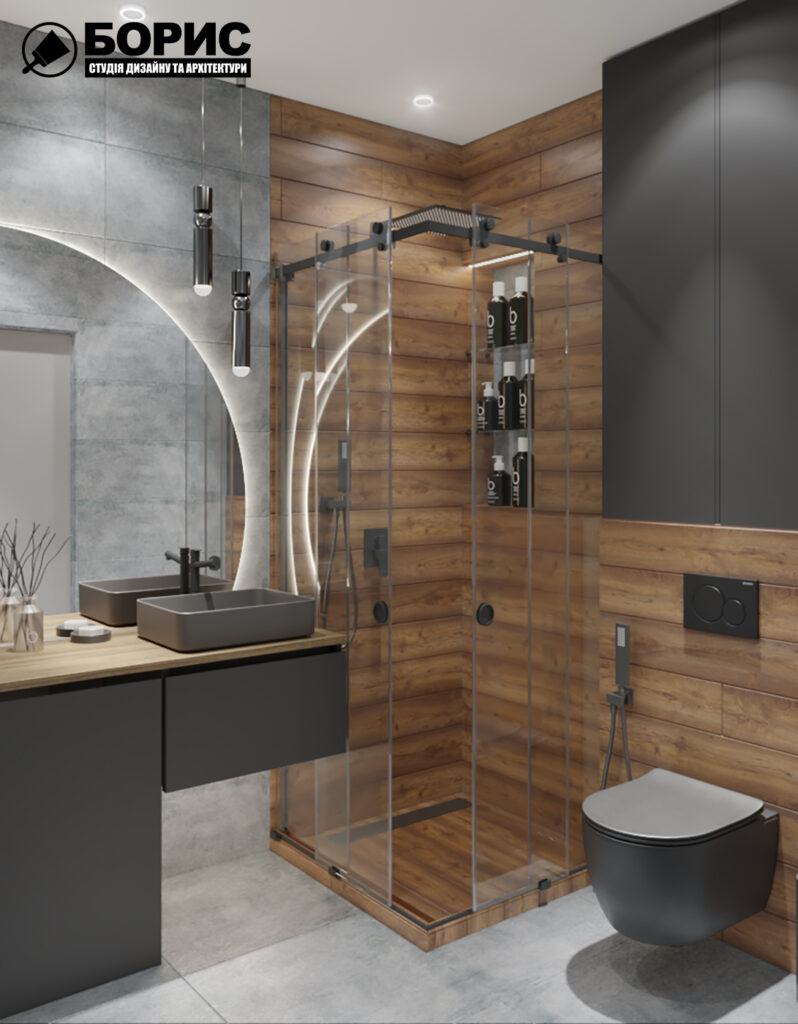 Дизайн інтер'єру квартири-студії, санвузол вид збоку