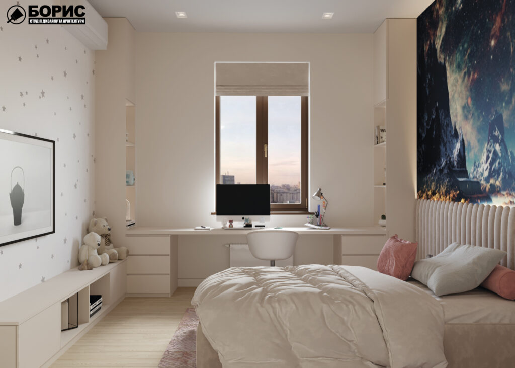 Дизайн-проект квартири по вул. Семінарській, дитяча вид на вікно