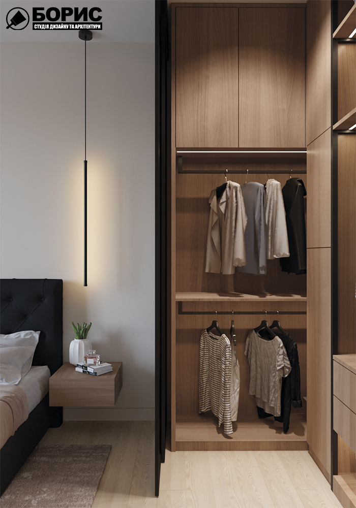 Дизайн-проект квартири по вул. Семінарській ,гардероб вид з середини