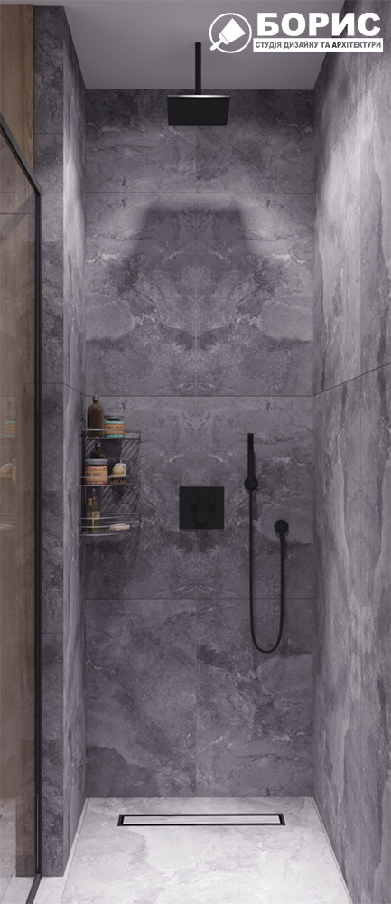 Дизайн-проект квартири по вул. Семінарській, ванна вид на душову кабіну