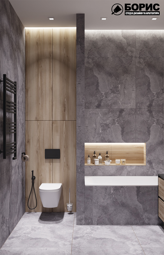 Дизайн-проект квартири по вул. Семінарській, ванна вигляд правої сторони